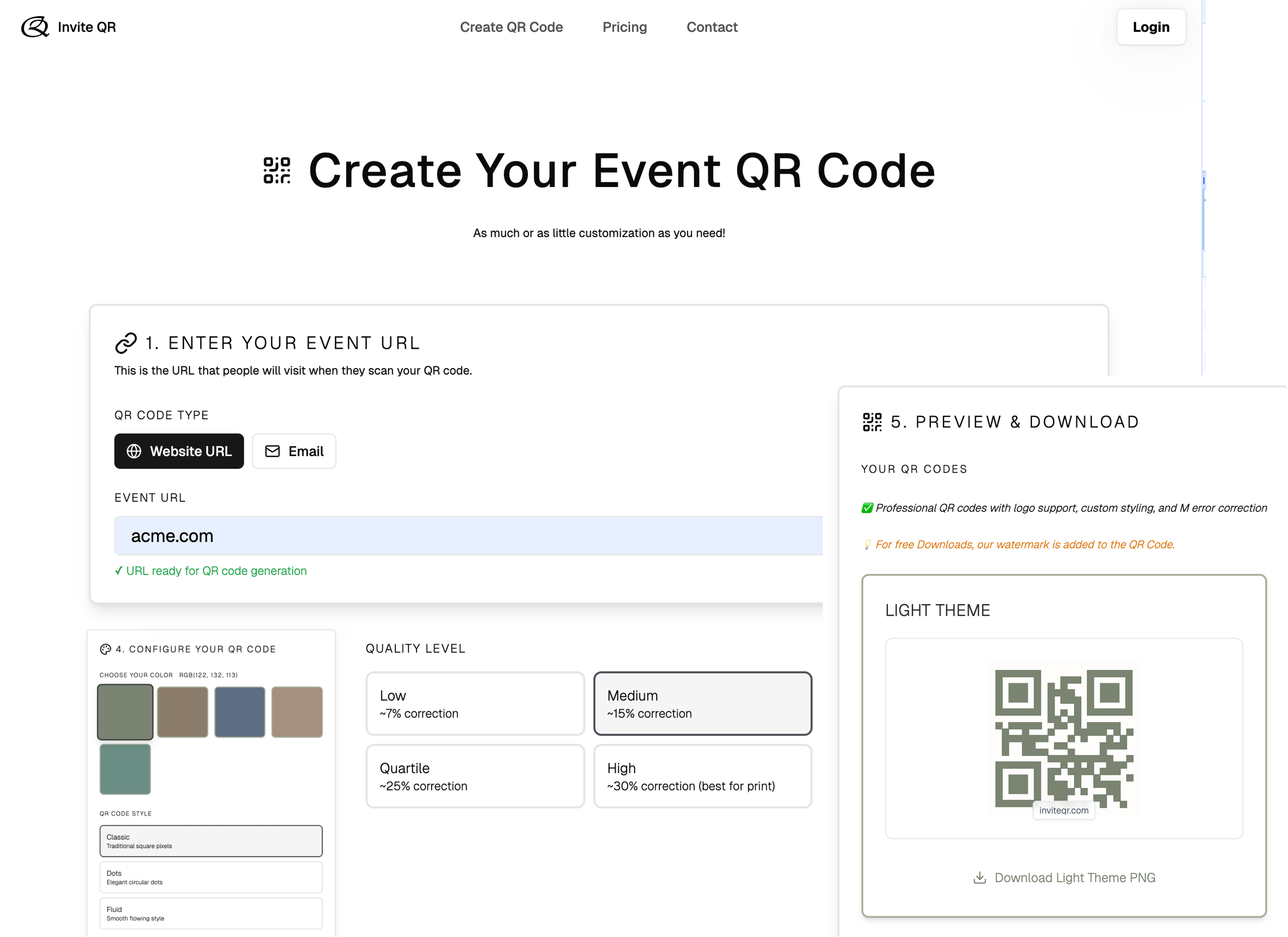 Landing page preview